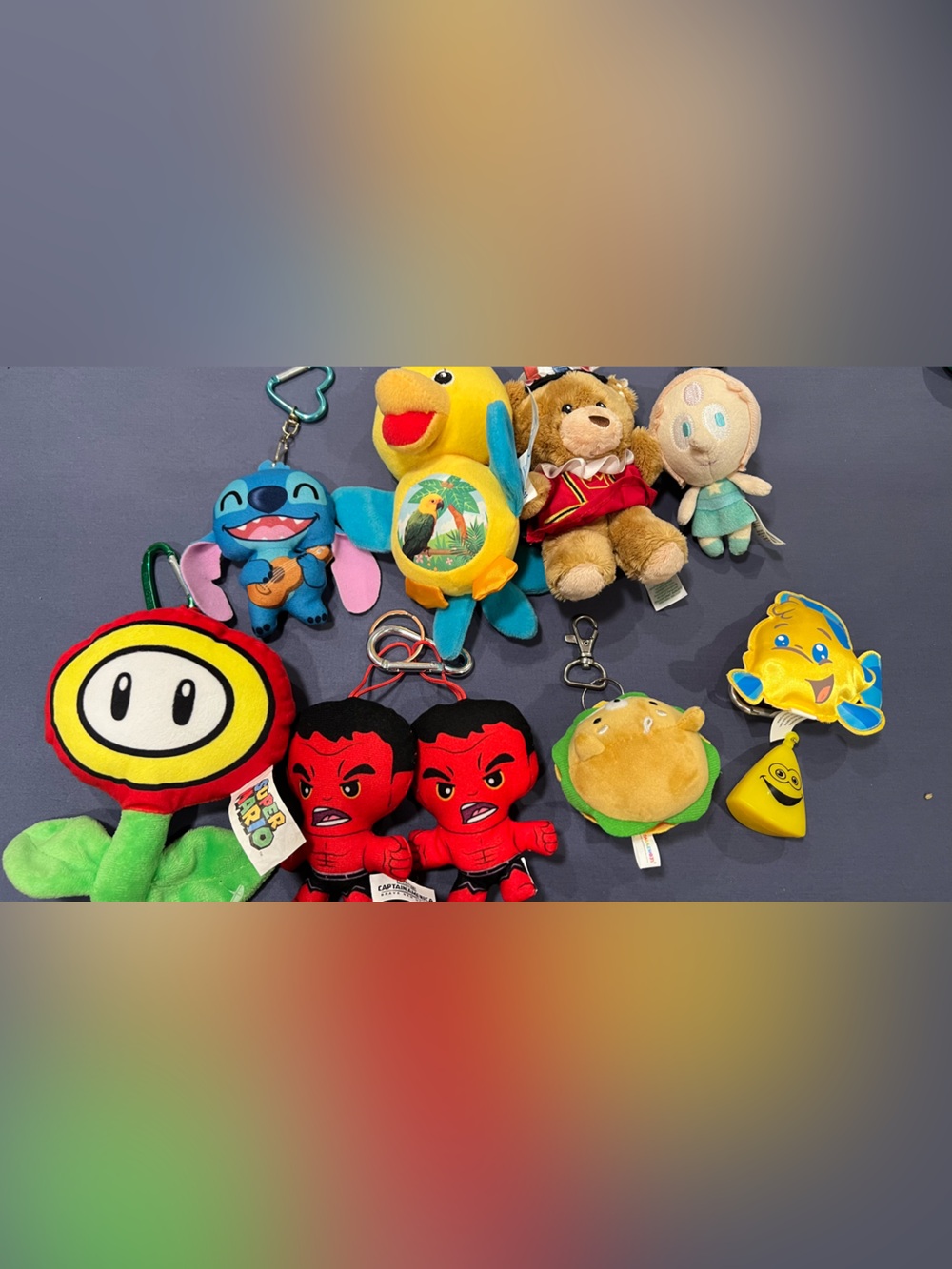 Disney Plush Keychain Bundle - Blue, Yellow, Red, Green, Cream
Most are New